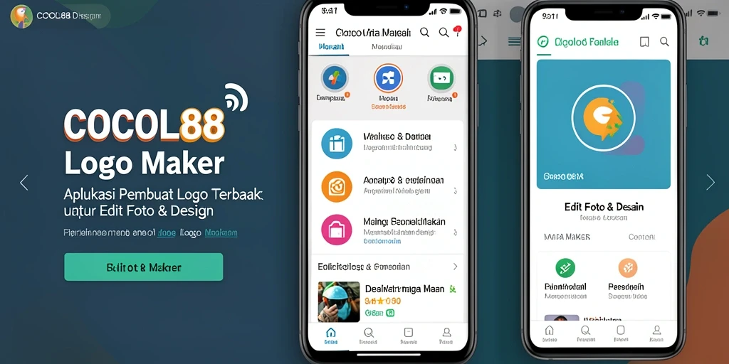 Antarmuka cerah dan inovatif dari aplikasi COCOL88 untuk logo.