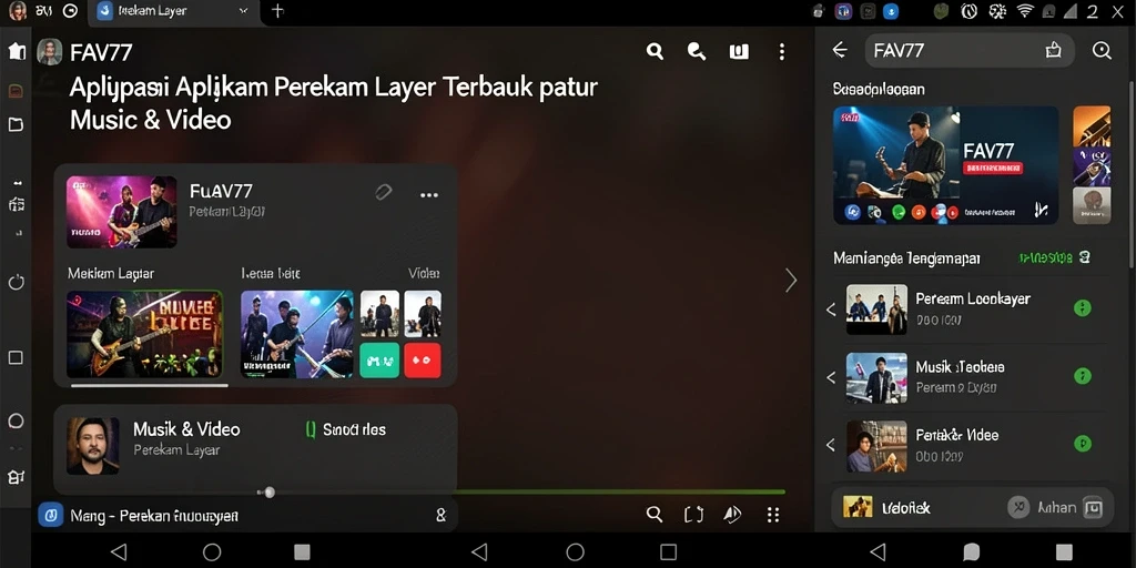 Antarmuka aplikasi FAV77 untuk perekaman layar yang user-friendly.