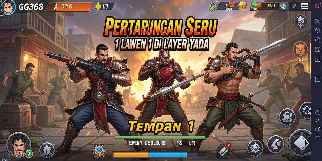 Tampilan antarmuka GG368 saat pertarungan 1 Lawan 1.
