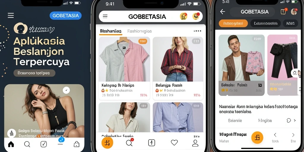 Tampilan antarmuka GOBETASIA dengan koleksi fashion menarik.