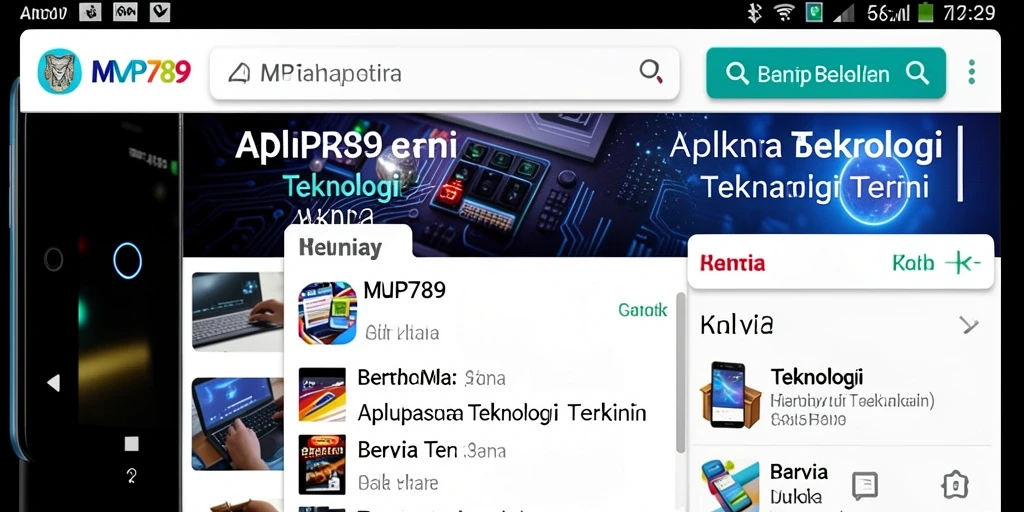 Tampilan antarmuka aplikasi MVP789 dengan berita teknologi terkini.