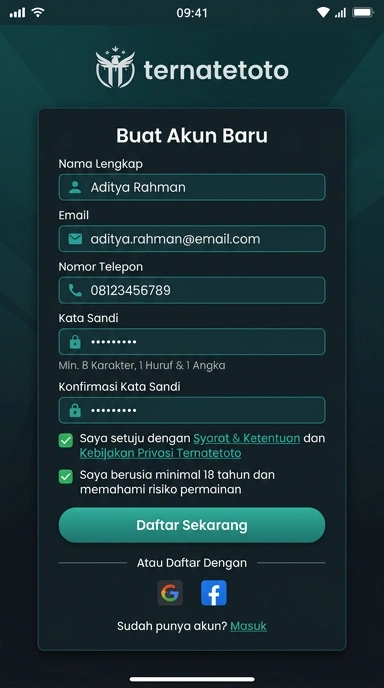 Cara Mudah Buat Akun Ternatetoto untuk Pengguna Android